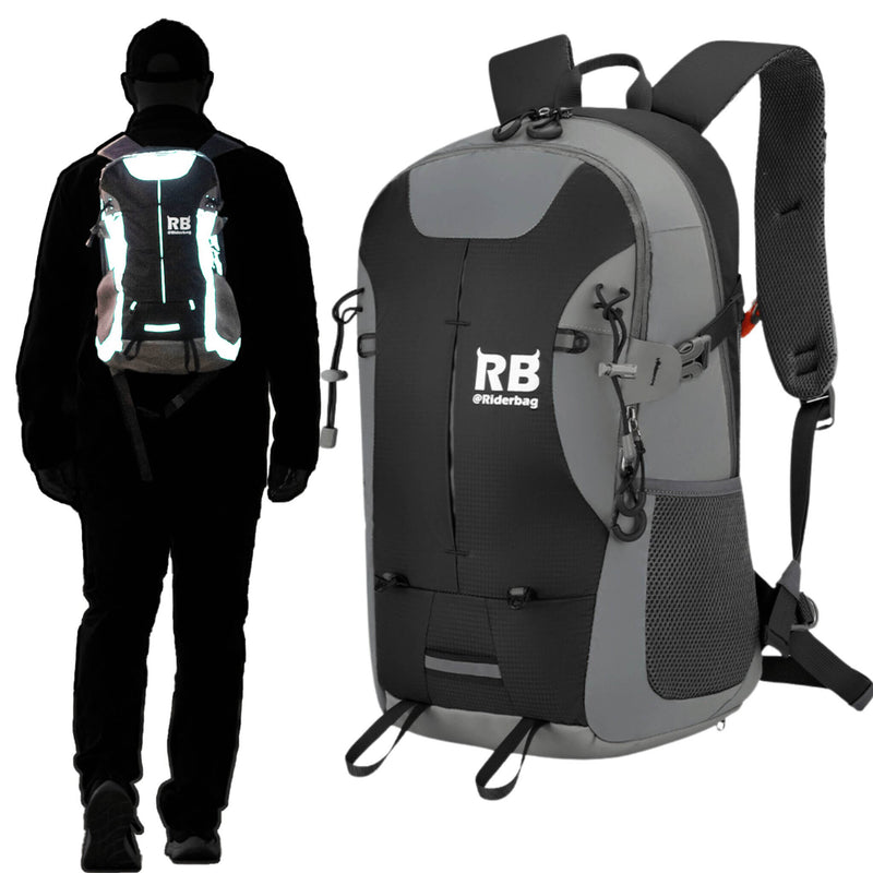 Load image into Gallery viewer, Black Reflective Commuter Bike Backpack | Riderbag Reflektor35
