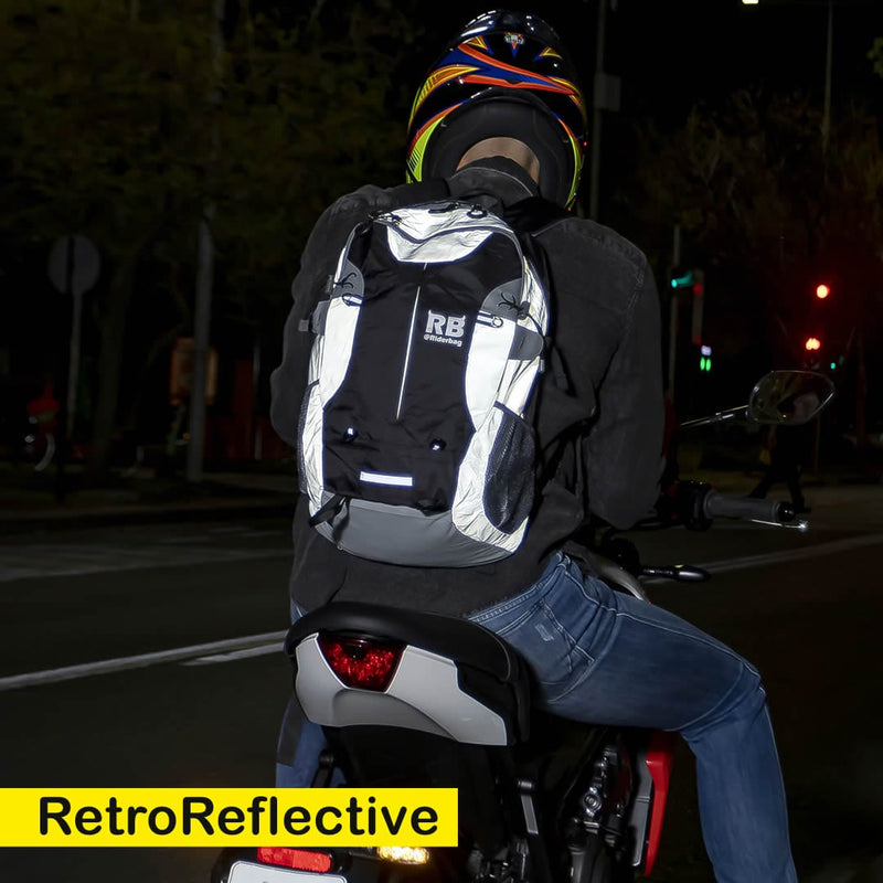 Load image into Gallery viewer, Black Reflective Commuter Bike Backpack | Riderbag Reflektor35
