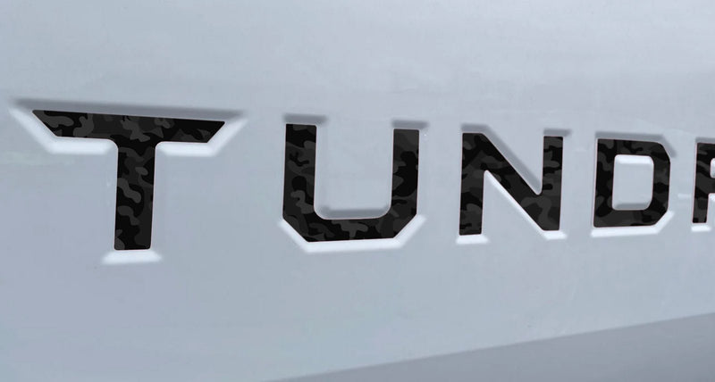Load image into Gallery viewer, Black Shadow Camo Vinyl Decals Letter Inserts for 2022-2026 Tundra Tailgate
