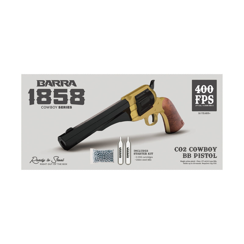 Load image into Gallery viewer, 1858 CO2 Pistol Kit - Black &amp; Gold
