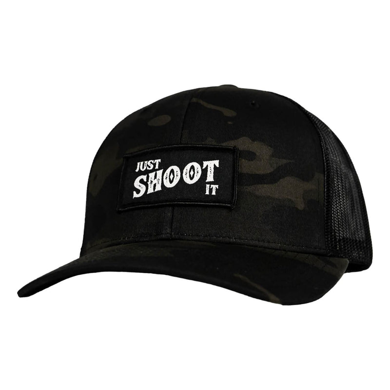 Load image into Gallery viewer, Just Shoot It Patch Snapback Hat
