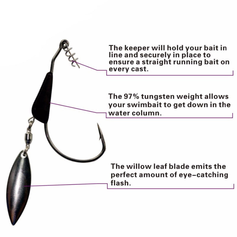 Load image into Gallery viewer, Reaction Tackle Bladed/Tungsten Weighted Swimbait Hooks- 3-Pack
