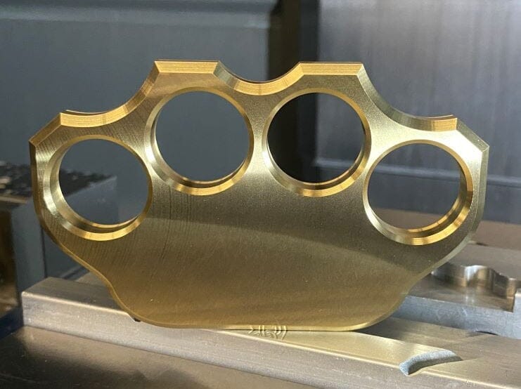 Load image into Gallery viewer, MILSPIN 3/4lb Brass Knuckle Non-Customizable Solid Brass Paperweight (MILSPIN Logo Only)
