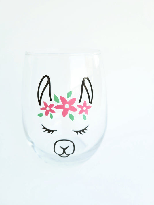 Blissful Alpaca Wine Glass
