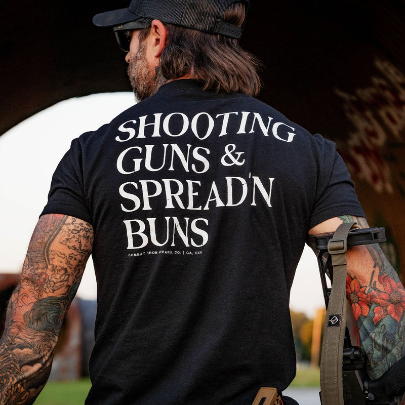 Load image into Gallery viewer, Shooting Guns &amp; Spread&#39;n Buns Men&#39;s T-Shirt

