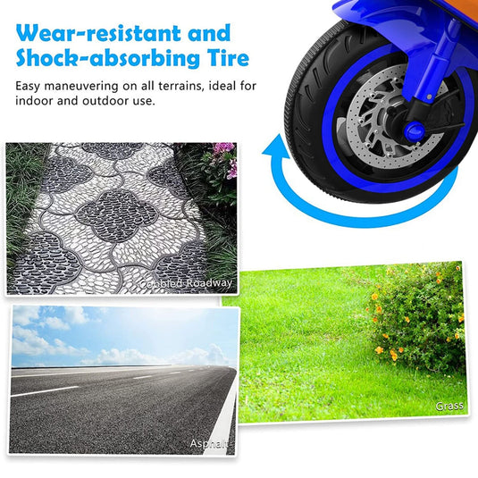 Blue 12V Electric Motorcycle for Kids - Rechargeable 2 Wheel Motorbike