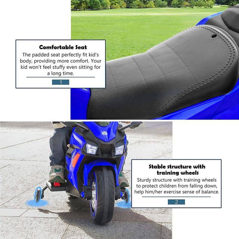Load image into Gallery viewer, Blue 12V Electric Motorcycle for Kids - Rechargeable 2 Wheel Motorbike
