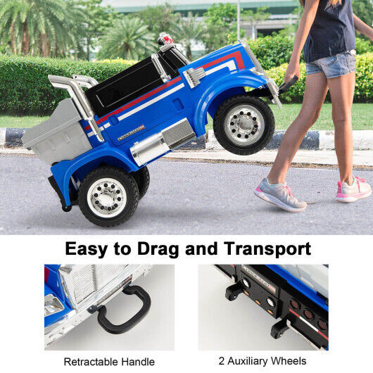 Load image into Gallery viewer, Blue 12V Licensed Freightliner Kids Ride On Truck with Dump Box and Lights
