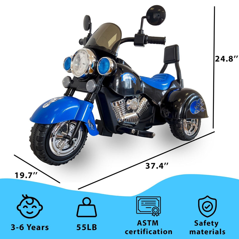 Load image into Gallery viewer, Blue 3-Wheel Chopper Motorbike Toy for Kids
