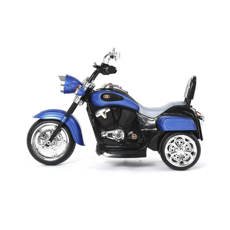 Load image into Gallery viewer, Blue 3-Wheel Electric Motorcycle Ride-On Toy with MP3 Player for Kids Ages 2-4
