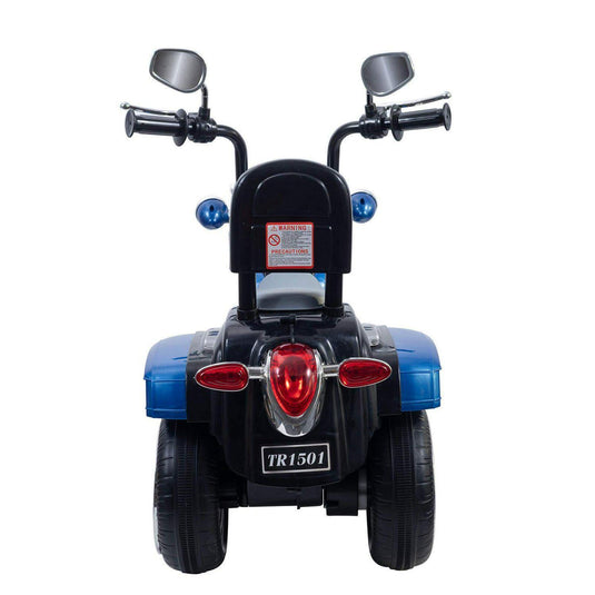 Blue 3-Wheel Electric Motorcycle Ride-On Toy with MP3 Player for Kids Ages 2-4