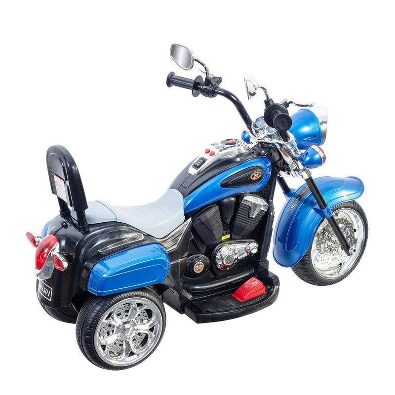 Load image into Gallery viewer, Blue 3-Wheel Electric Motorcycle Ride-On Toy with MP3 Player for Kids Ages 2-4
