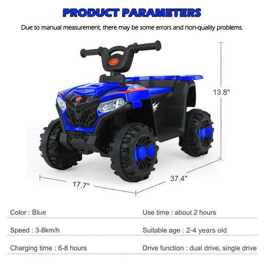 Blue 6V Battery-Powered Kids' ATV Ride-On Car