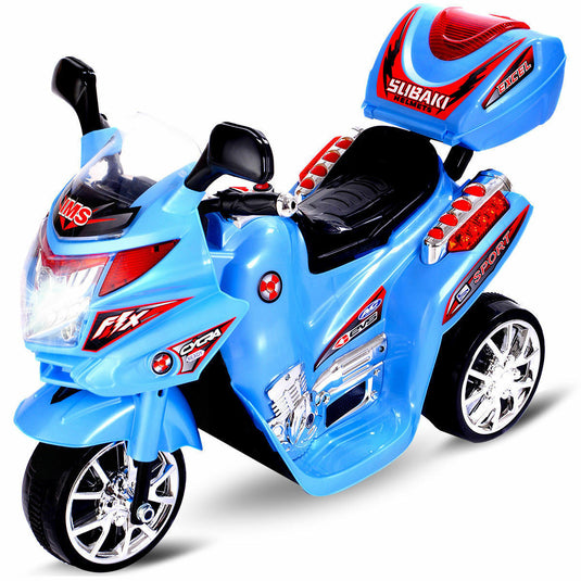 Blue 6V Electric Ride-On Motorcycle for Kids - Battery Powered 3 Wheel Toy