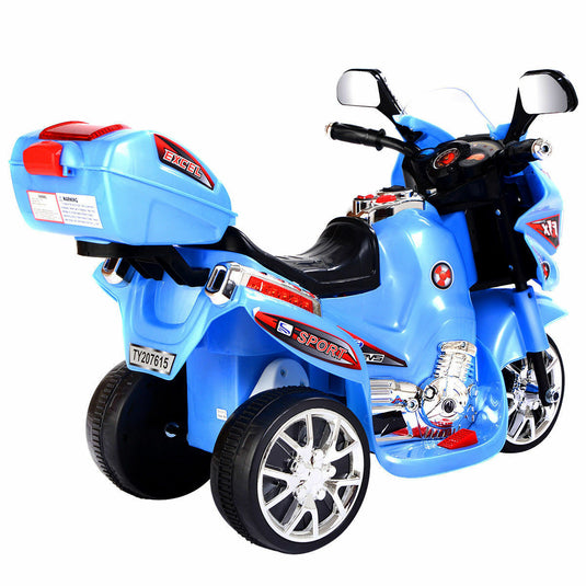 Blue 6V Electric Ride-On Motorcycle for Kids - Battery Powered 3 Wheel Toy