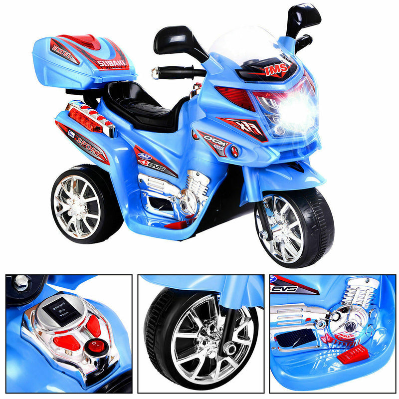 Load image into Gallery viewer, Blue 6V Electric Ride-On Motorcycle for Kids - Battery Powered 3 Wheel Toy
