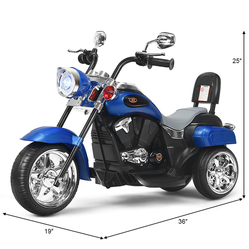 Load image into Gallery viewer, Blue 6V Kids Chopper Motorcycle Trike with Headlight and Horn
