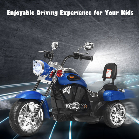 Blue 6V Kids Chopper Motorcycle with Light & Horn - Toddler 3 Wheel Trike
