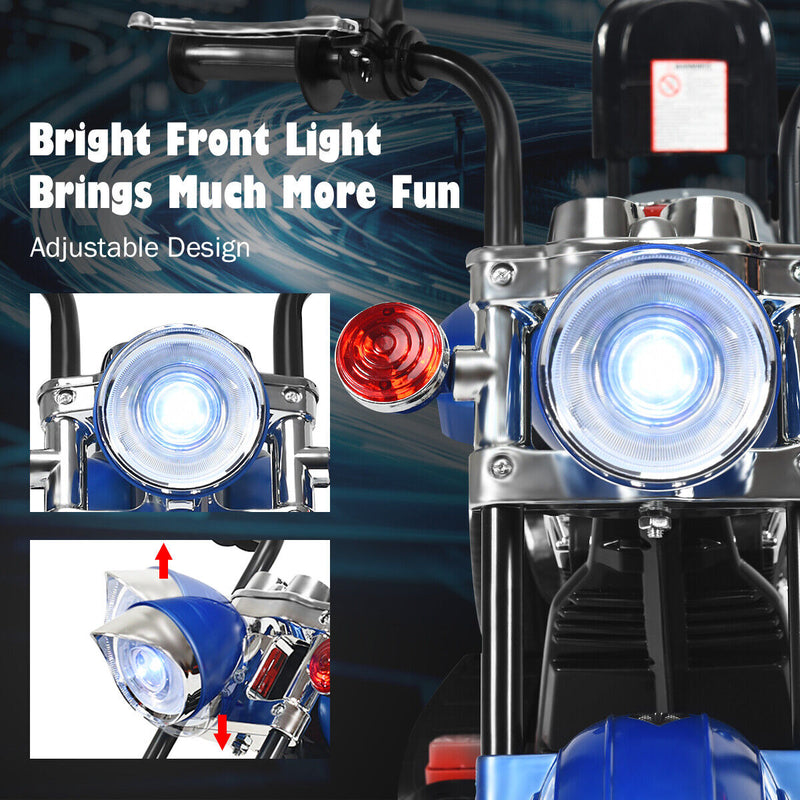 Load image into Gallery viewer, Blue 6V Kids Chopper Motorcycle with Light &amp; Horn - Toddler 3 Wheel Trike
