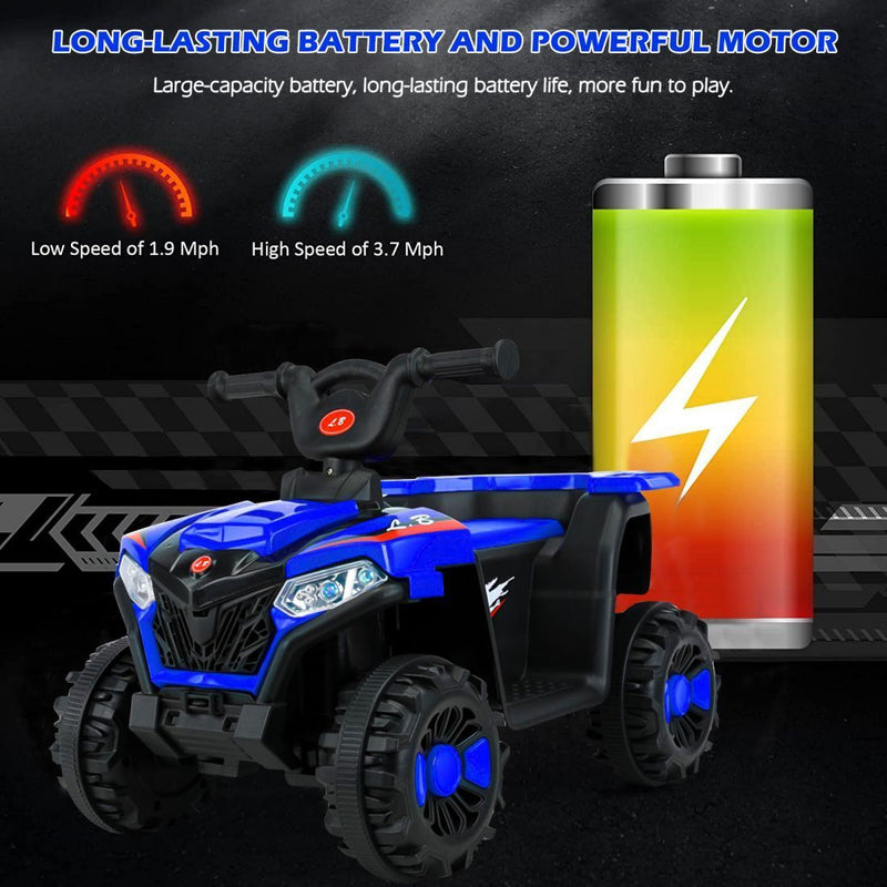 Load image into Gallery viewer, Blue 6V Kids Ride On ATV with MP3 &amp; LED Headlight - 4-Wheeler Quad for Endless Fun!

