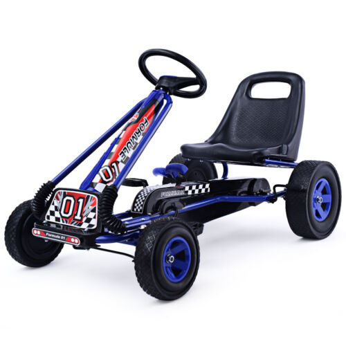 Load image into Gallery viewer, Blue Adjustable Seat Pedal Go Kart for Kids - 4 Wheel Ride On Toy
