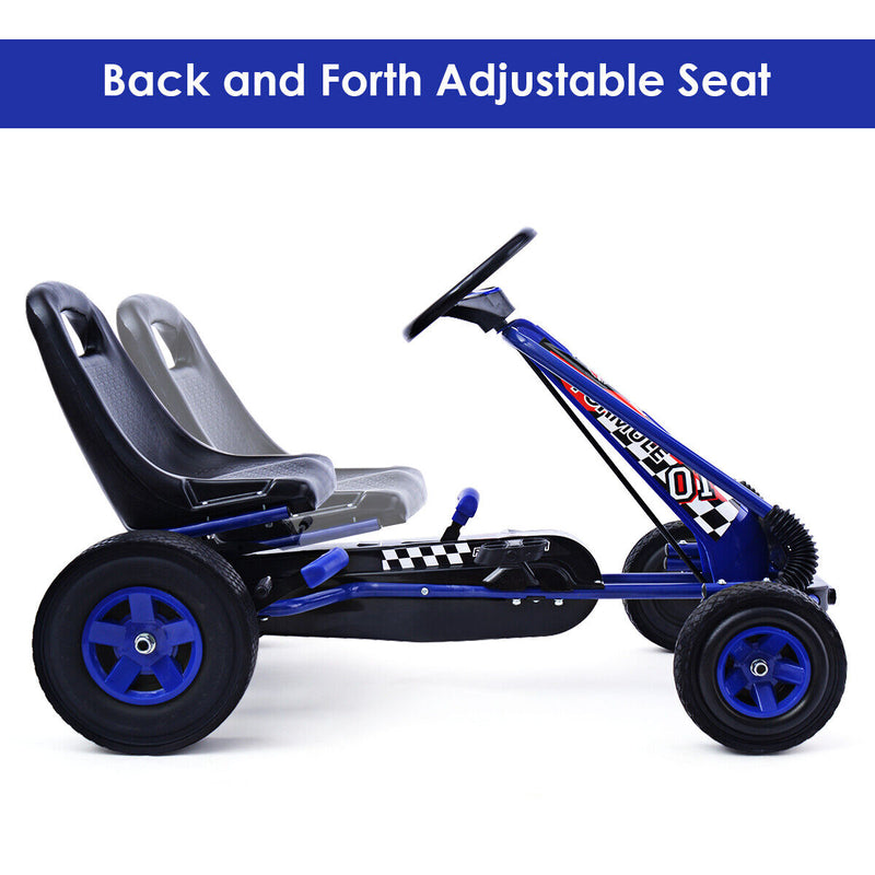 Load image into Gallery viewer, Blue Adjustable Seat Pedal Go Kart for Kids - 4 Wheel Ride On Toy
