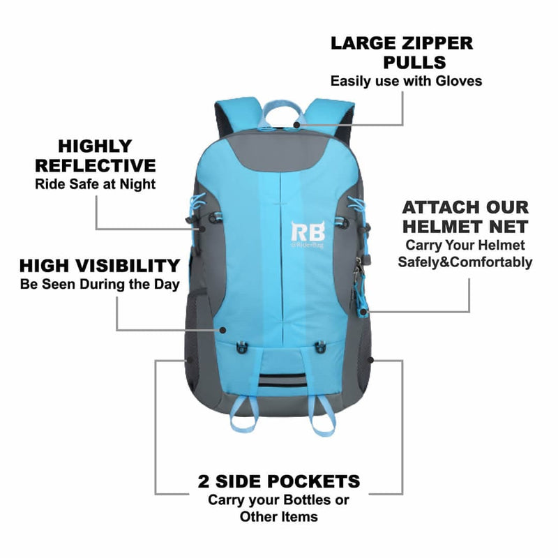 Load image into Gallery viewer, High Visibility Blue Reflective Commuter Bike Backpack |Riderbag Reflektor35
