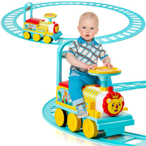Load image into Gallery viewer, Blue Electric Kids Train Toy with Unique Design &amp; Stickers - 6V Motorized Ride-On
