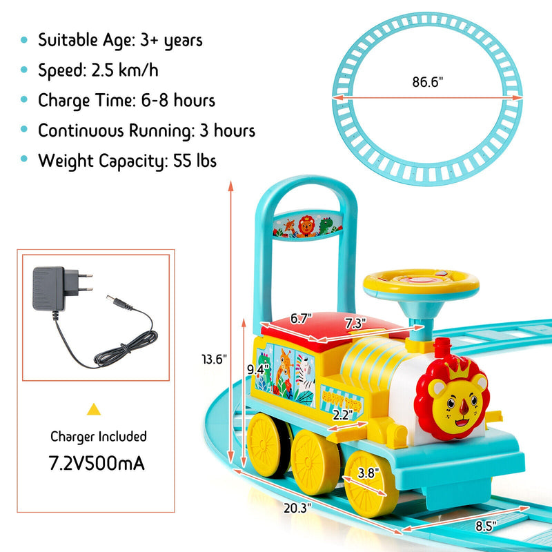 Load image into Gallery viewer, Blue Electric Kids Train Toy with Unique Design &amp; Stickers - 6V Motorized Ride-On
