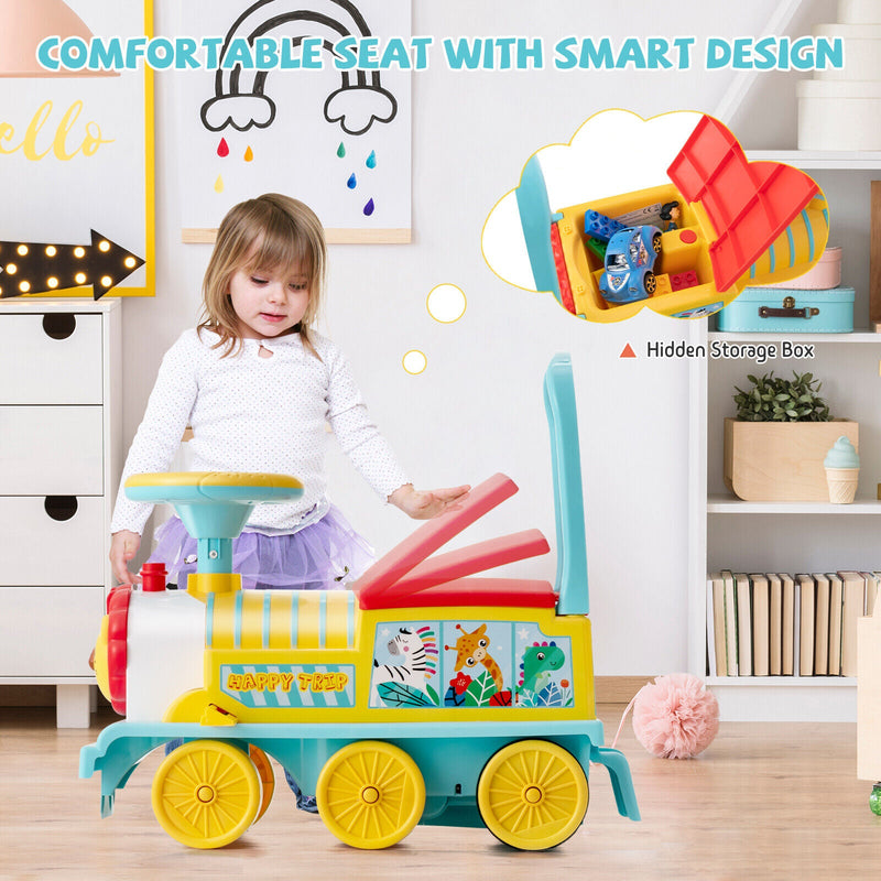 Load image into Gallery viewer, Blue Electric Kids Train Toy with Unique Design &amp; Stickers - 6V Motorized Ride-On

