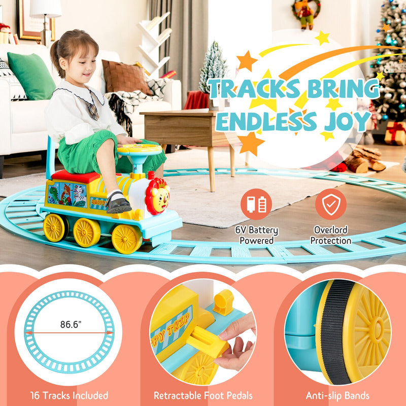 Load image into Gallery viewer, Blue Electric Kids Train Toy with Unique Design &amp; Stickers - 6V Motorized Ride-On

