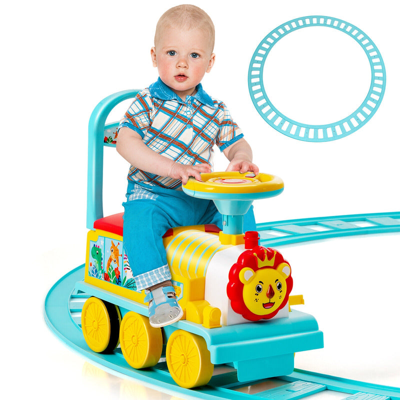 Load image into Gallery viewer, Blue Electric Kids Train Toy with Unique Design &amp; Stickers - 6V Motorized Ride-On
