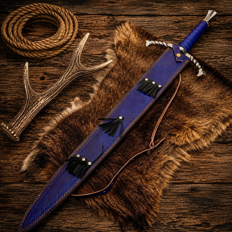 Load image into Gallery viewer, Fantasy Crusader Sword – 36" Damascus Steel Medieval Display Blade
