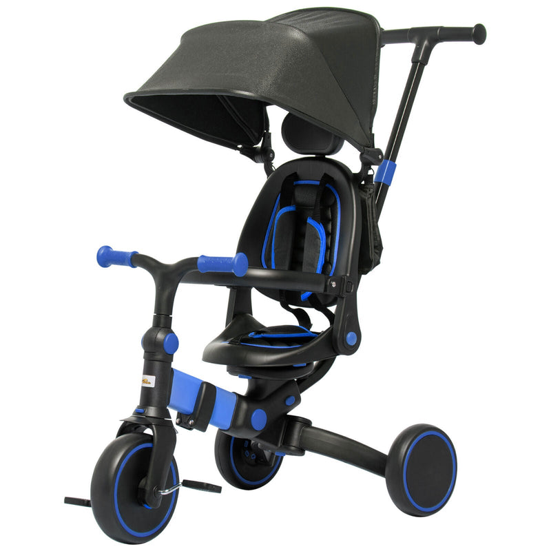 Load image into Gallery viewer, Blue Qaba Toddler Tricycle with Adjustable Aluminum Frame and Push Handle
