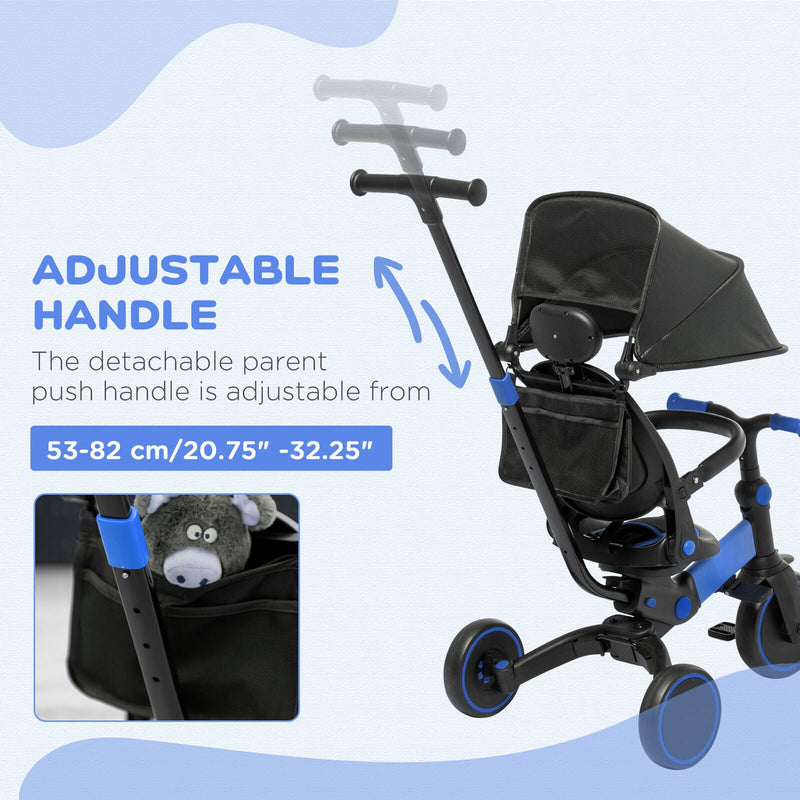 Load image into Gallery viewer, Blue Qaba Toddler Tricycle with Adjustable Aluminum Frame and Push Handle
