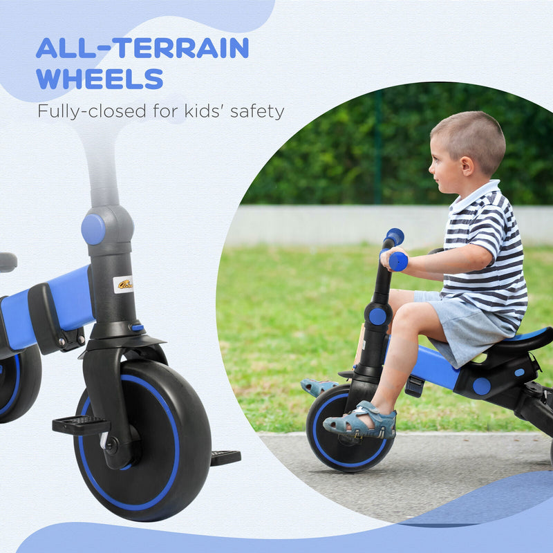 Load image into Gallery viewer, Blue Qaba Toddler Tricycle with Adjustable Aluminum Frame and Push Handle
