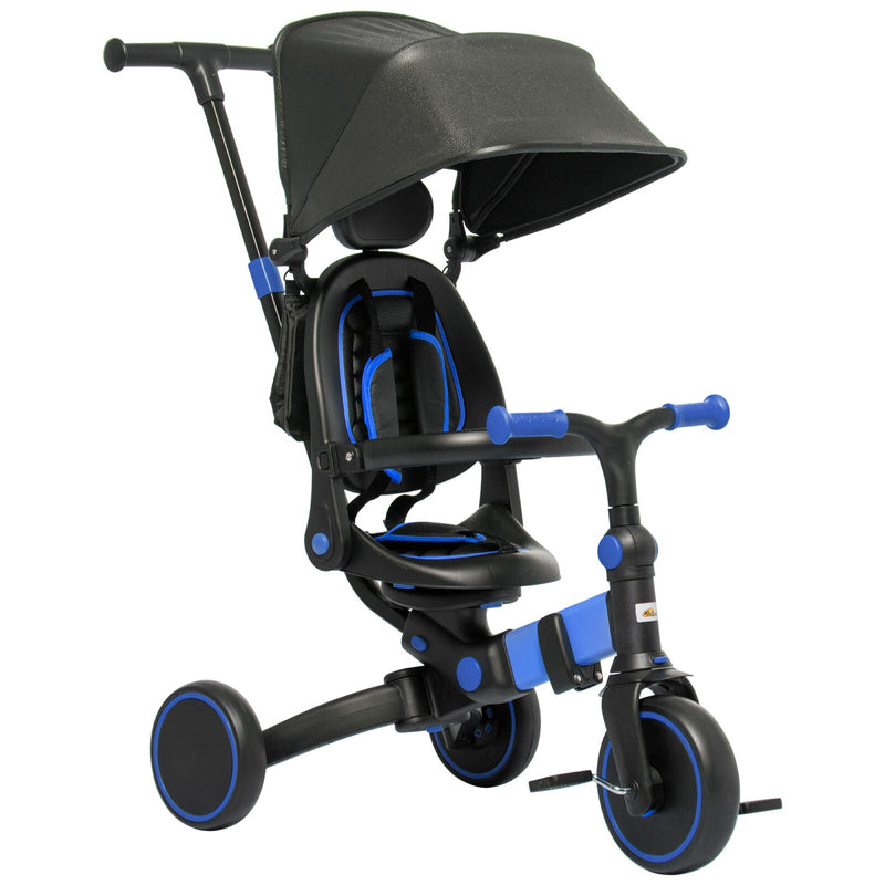 Load image into Gallery viewer, Blue Qaba Toddler Tricycle with Adjustable Push Handle and Durable Aluminum Frame
