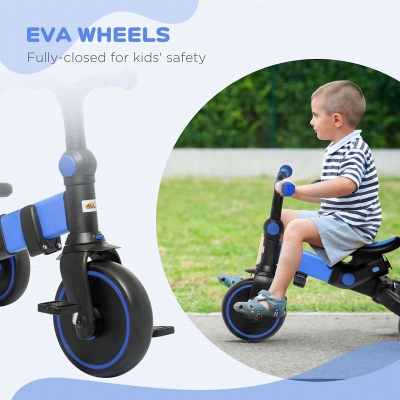 Load image into Gallery viewer, Blue Qaba Toddler Tricycle with Adjustable Push Handle and Durable Aluminum Frame
