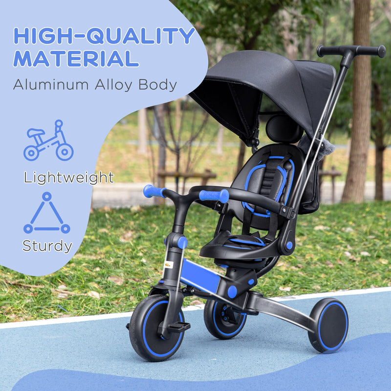 Load image into Gallery viewer, Blue Qaba Toddler Tricycle with Adjustable Push Handle and Durable Aluminum Frame
