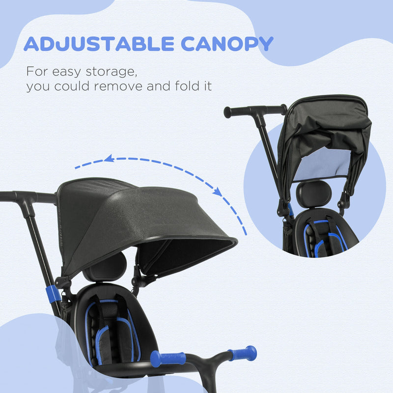 Load image into Gallery viewer, Blue Qaba Toddler Tricycle with Adjustable Push Handle and Durable Aluminum Frame
