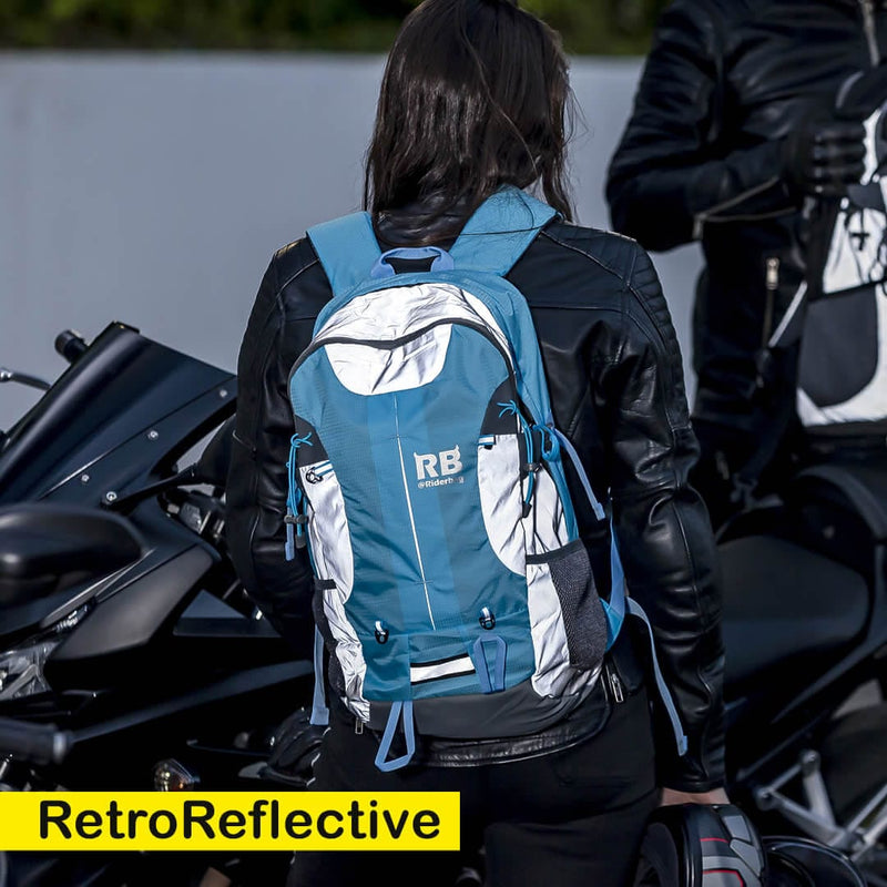 Load image into Gallery viewer, High Visibility Blue Reflective Commuter Bike Backpack |Riderbag Reflektor35
