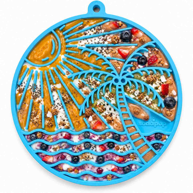 Load image into Gallery viewer, Sun n' Sea eMat - Enrichment Lick Mat For Dogs and Cats - With Suction Cups - Beach Design | USA Made
