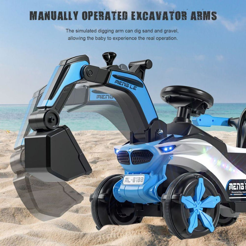 Load image into Gallery viewer, Bluetooth-Enabled Electric Excavator Toy Car for Kids with Helmet and Rear Bucket Attachment
