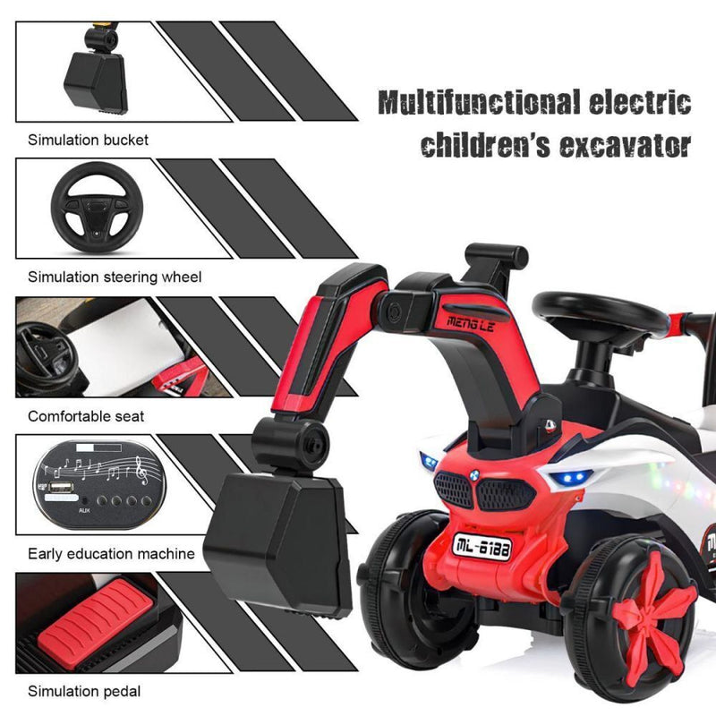 Load image into Gallery viewer, Bluetooth-Enabled Electric Excavator Toy Car for Kids with Helmet and Rear Scoop Attachment
