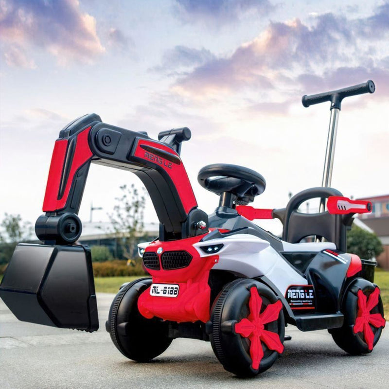 Load image into Gallery viewer, Bluetooth-Enabled Electric Excavator Toy Car for Kids with Helmet and Rear Scoop Attachment
