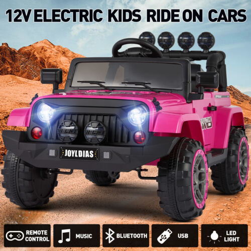 Bluetooth Remote Control Pink Jeep Ride On Car for Kids with USB and 12V Battery