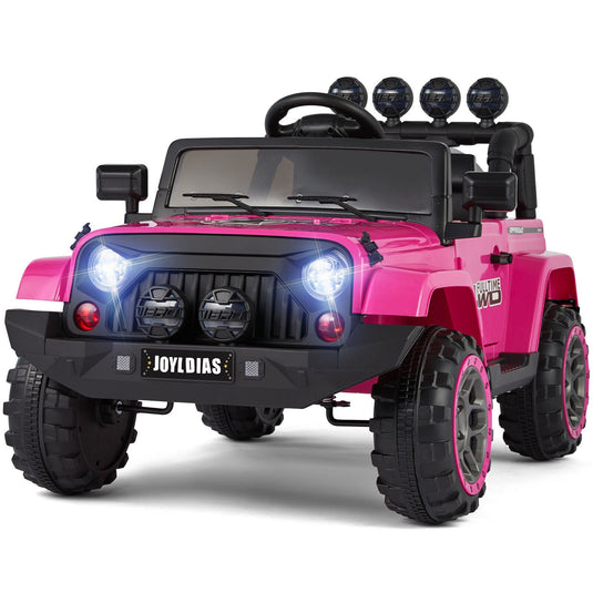Bluetooth Remote Control Pink Jeep Ride On Car for Kids with USB and 12V Battery