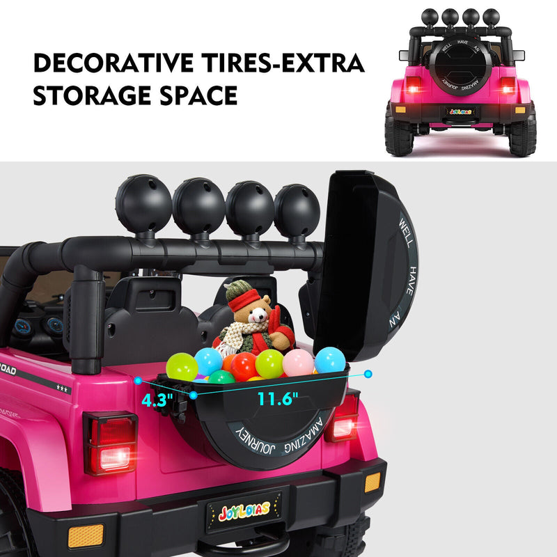 Load image into Gallery viewer, Bluetooth Remote Control Pink Jeep Ride On Car for Kids with USB and 12V Battery
