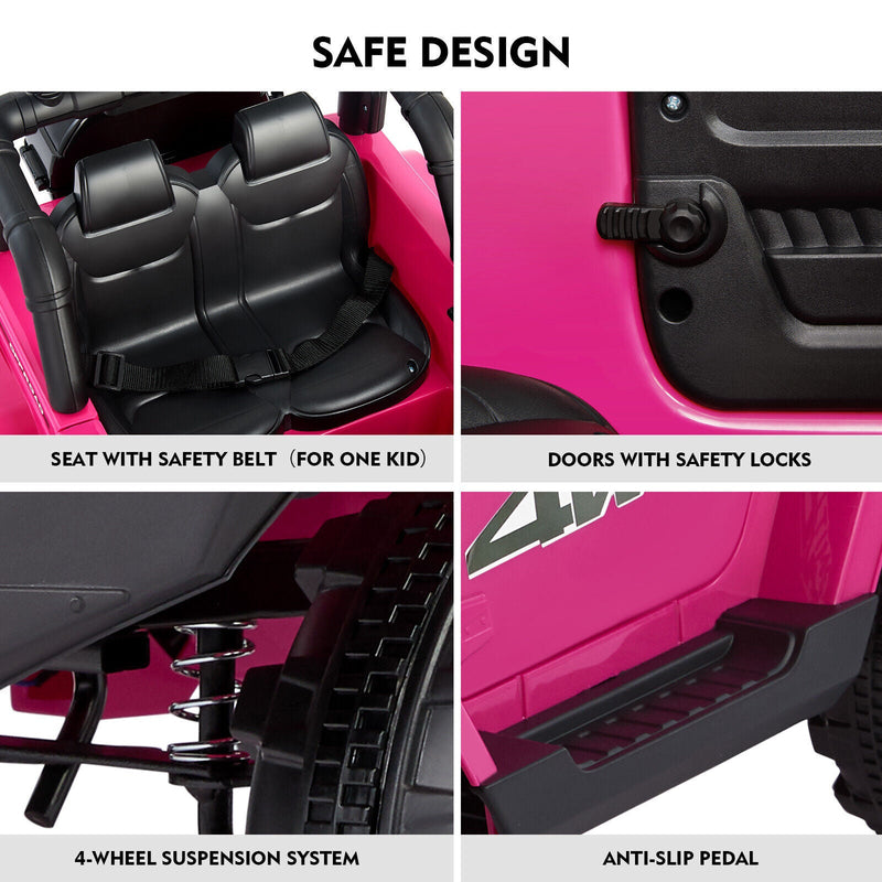 Load image into Gallery viewer, Bluetooth Remote Control Pink Jeep Ride On Car for Kids with USB and 12V Battery
