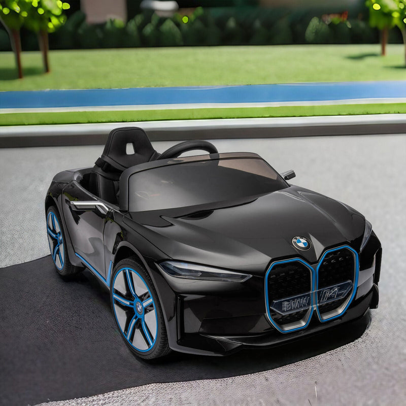 Load image into Gallery viewer, BMW I4 Licensed 12V Kids Ride On Car with Parental Remote Control, USB, MP3, and Bluetooth - Black

